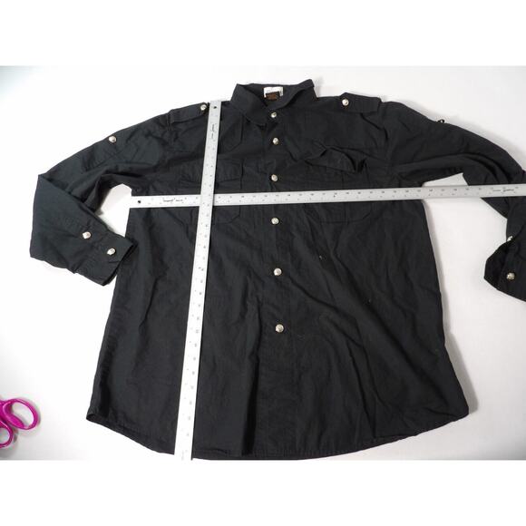 Vintage Russo Spirit 2XL Mens Shirt Button Up Black Silver Buttons Y2K READ - Picture 5 of 9